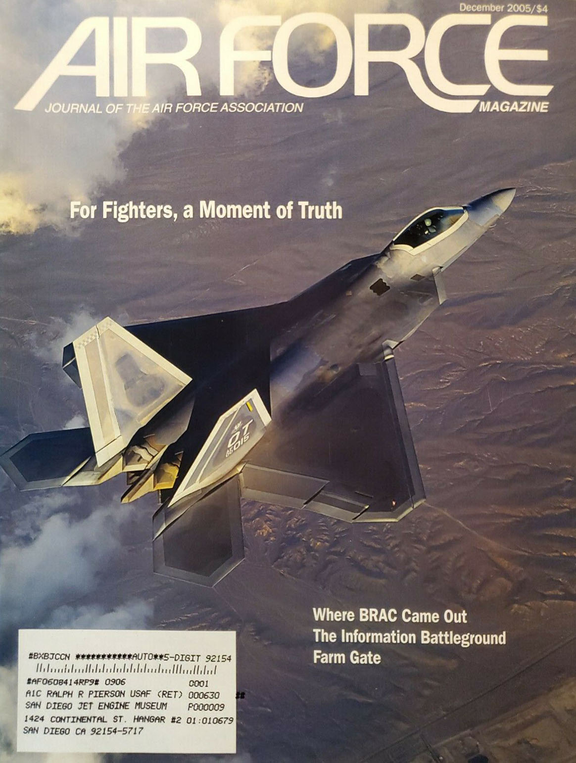 Air Force December 2005 magazine back issue Air Force magizine back copy 