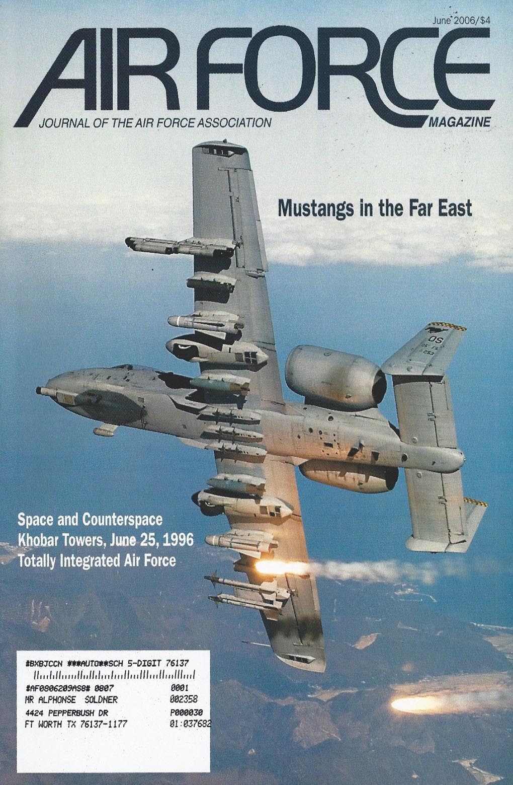 Air Force June 2006 magazine back issue Air Force magizine back copy 
