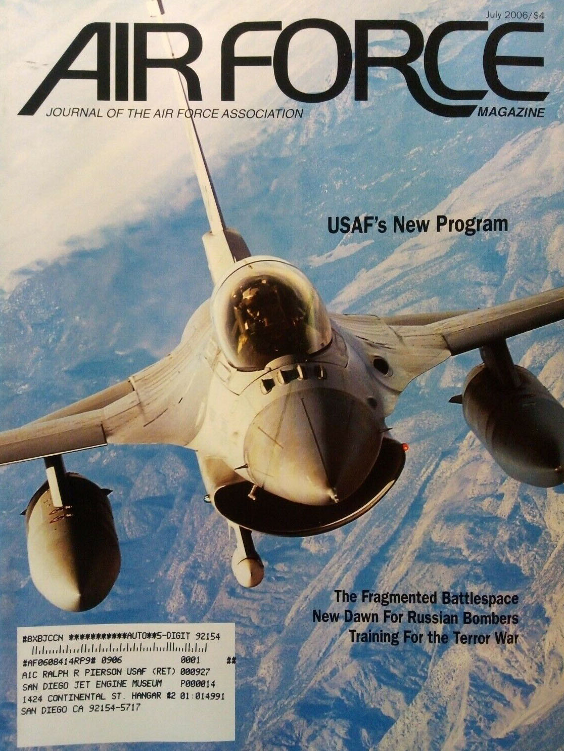 Air Force July 2006 magazine back issue Air Force magizine back copy 