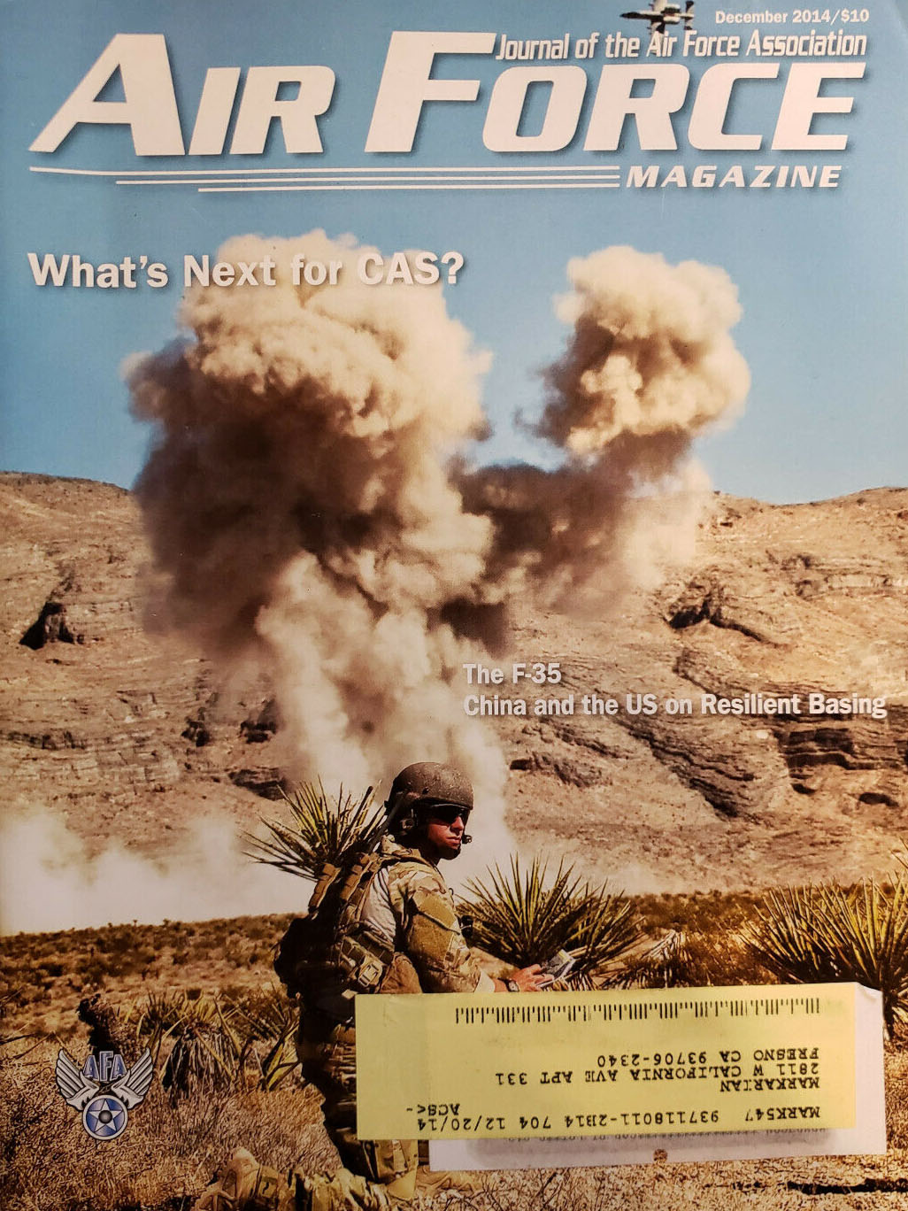 Air Force December 2014 magazine back issue Air Force magizine back copy 
