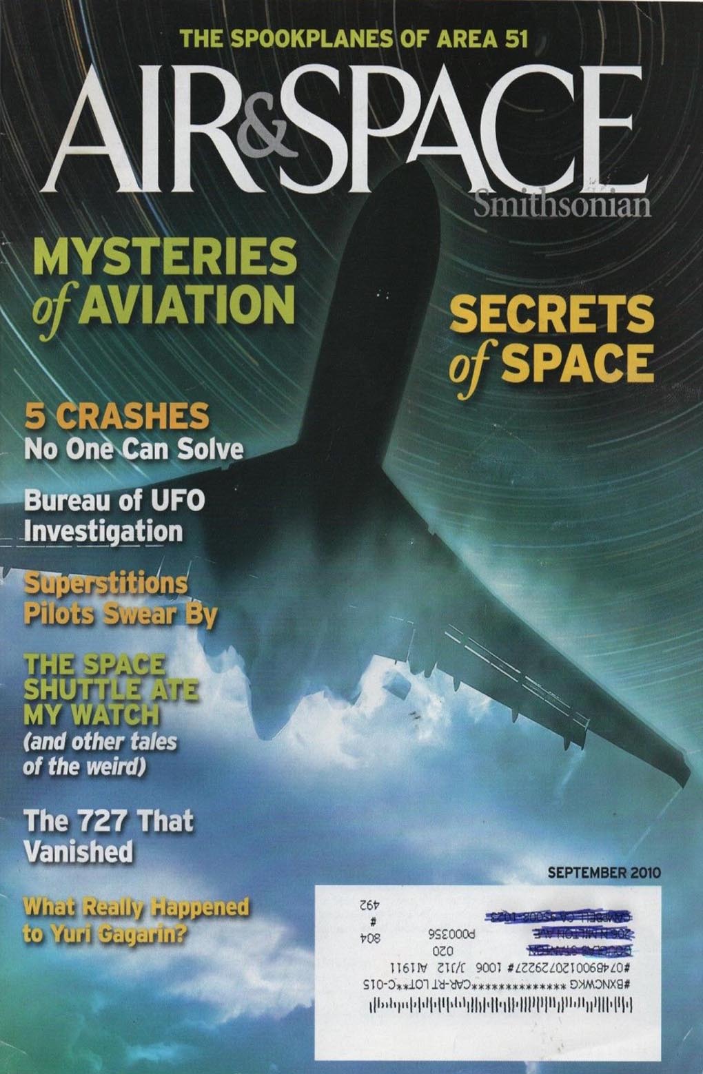 Air & Space September 2010 magazine back issue Air & Space magizine back copy 