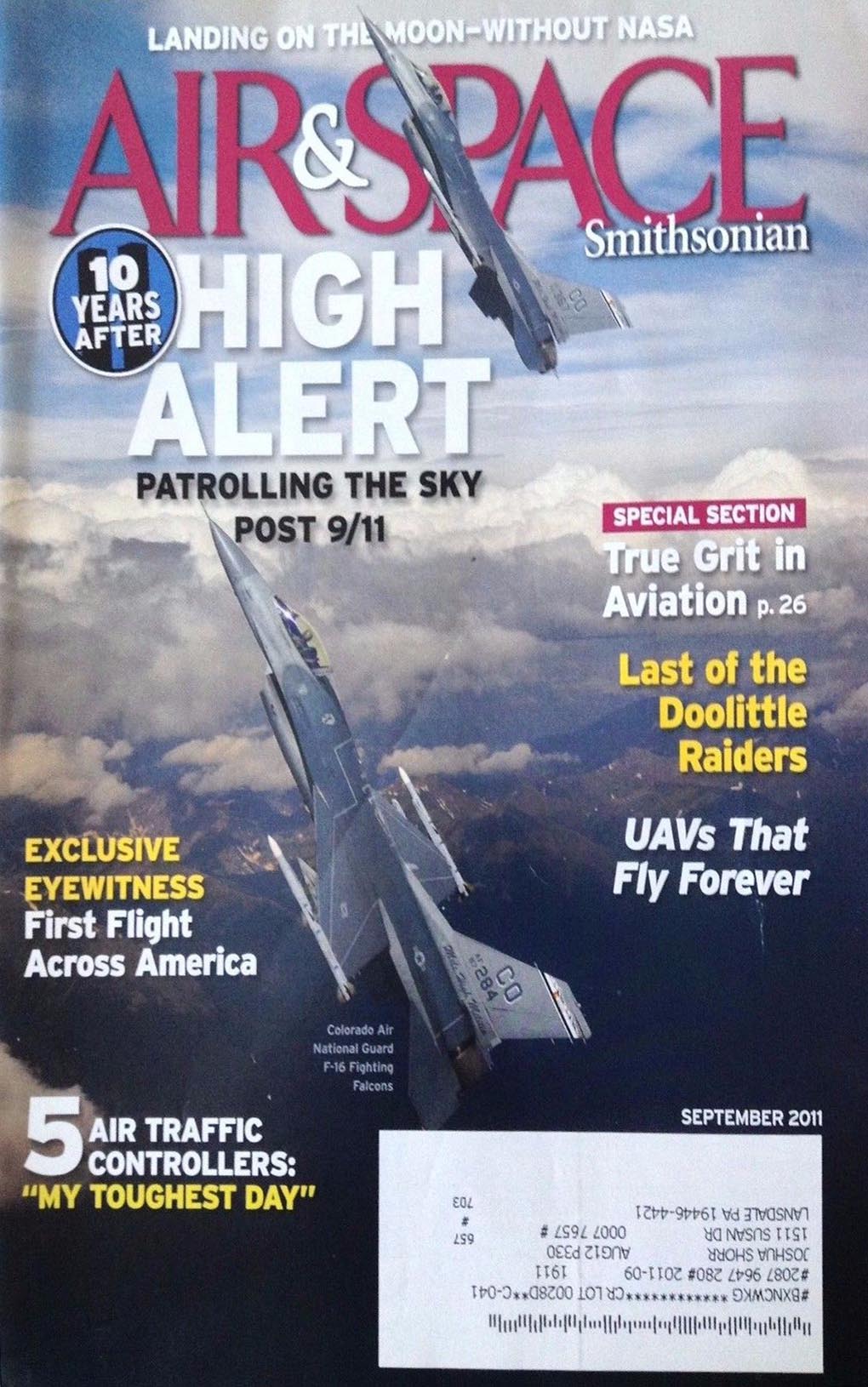 Air & Space September 2011 magazine back issue Air & Space magizine back copy 