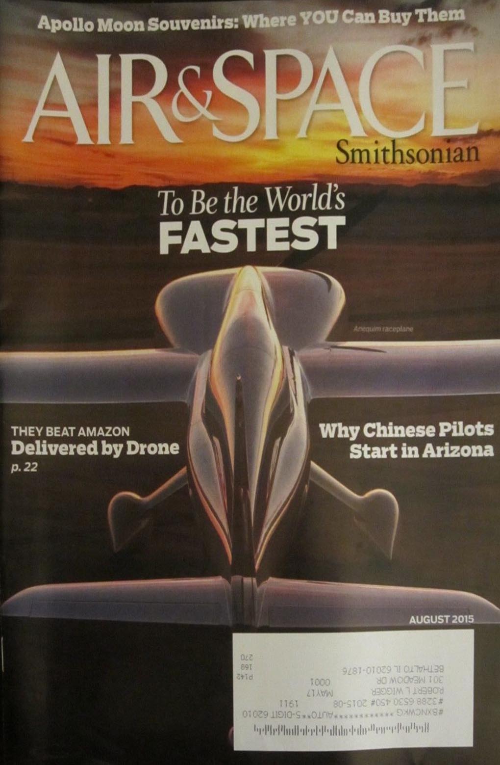 Air & Space August 2015 magazine back issue Air & Space magizine back copy 