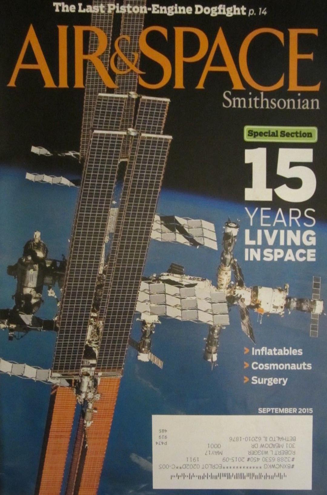 Air & Space September 2015 magazine back issue Air & Space magizine back copy 