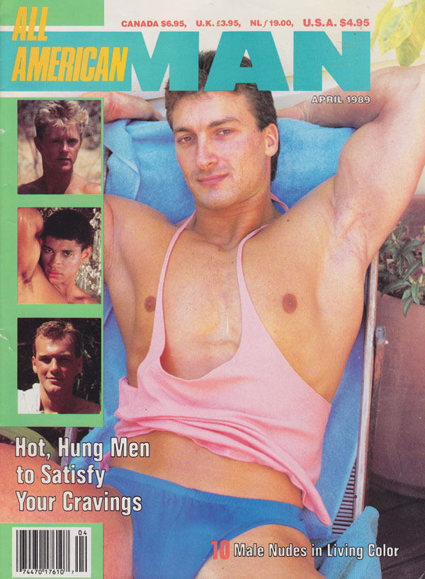 All American Man April 1989 magazine back issue All American Man magizine back copy all american man magazine 1989 back issues hot horny hung men erotic nudes big hard cocks throbbing 