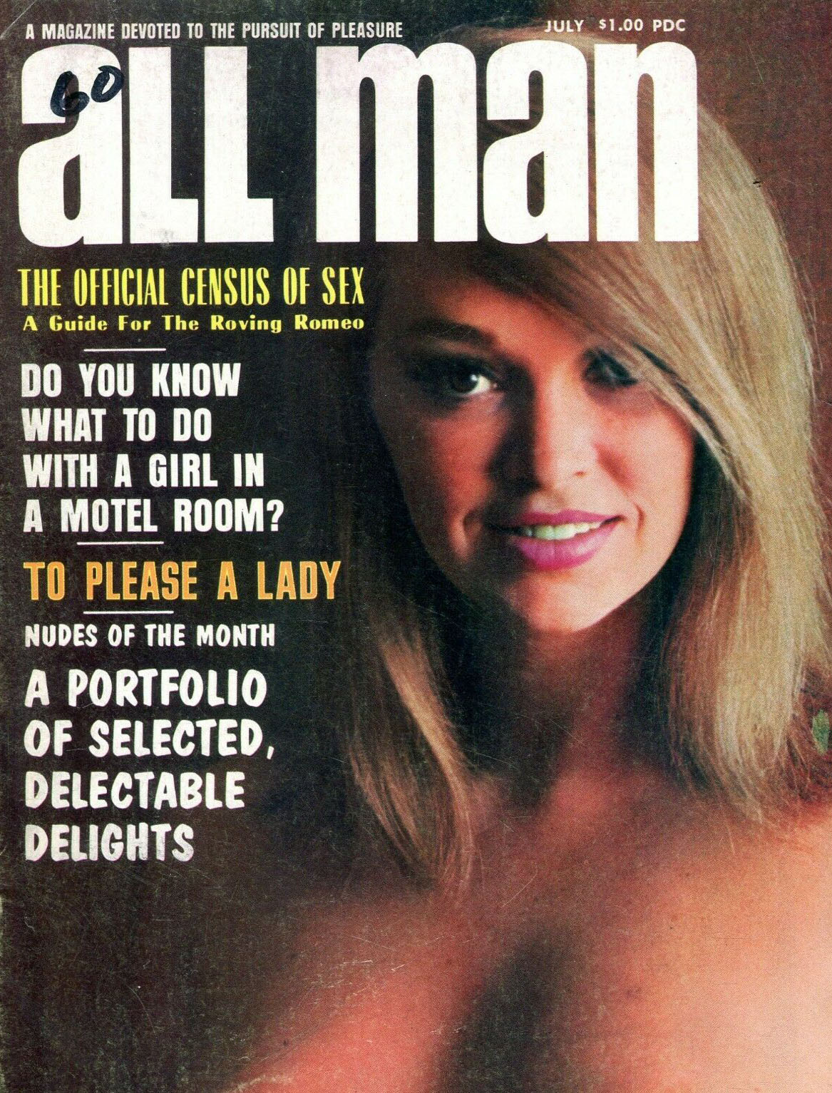 All Man July 1970 magazine back issue All Man magizine back copy 