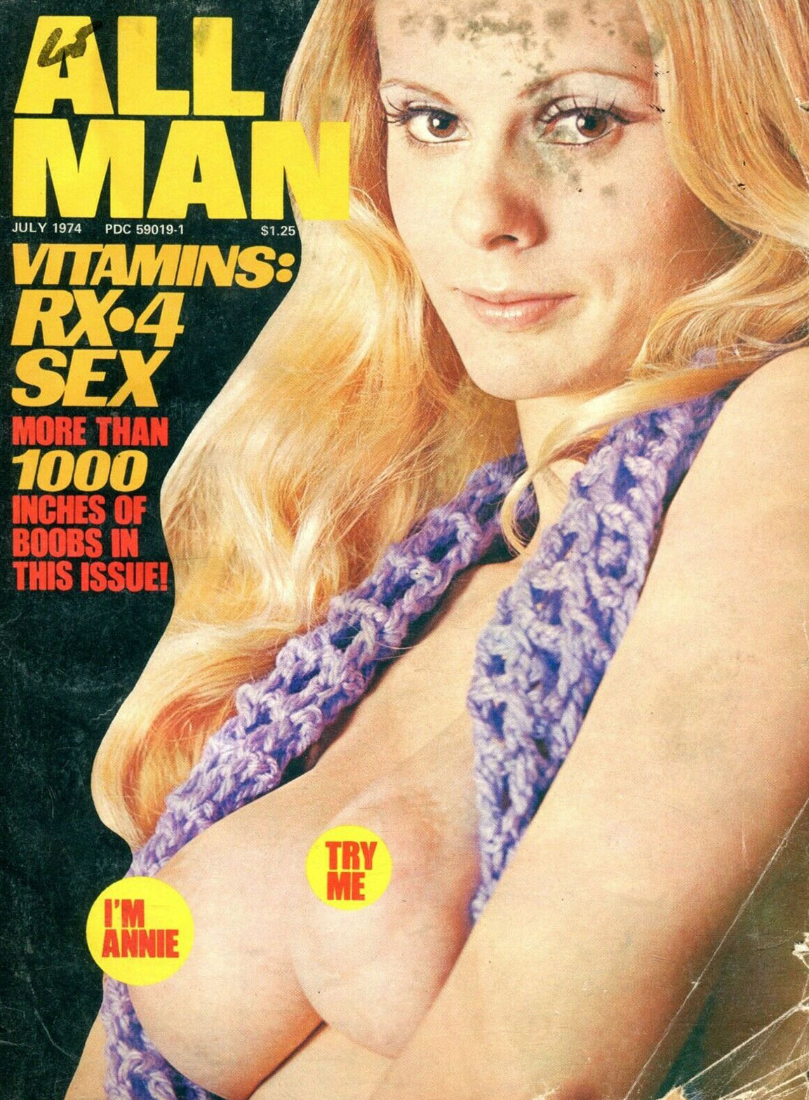 All Man July 1974 magazine back issue All Man magizine back copy 