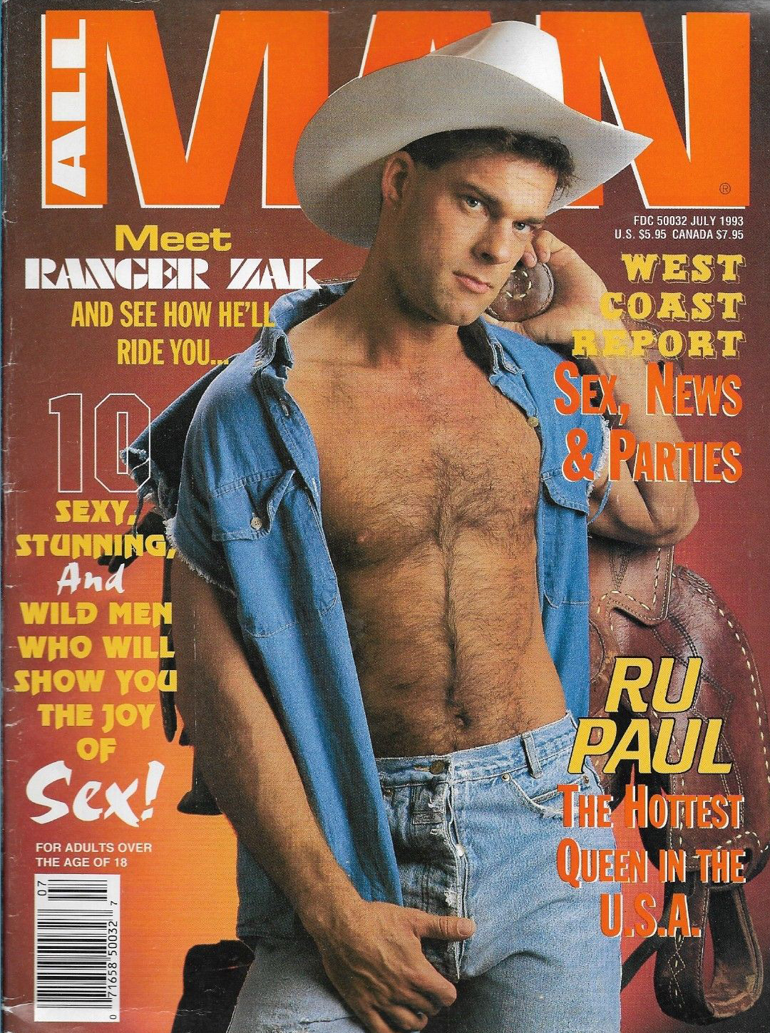 All Man July 1993 magazine back issue All Man magizine back copy 