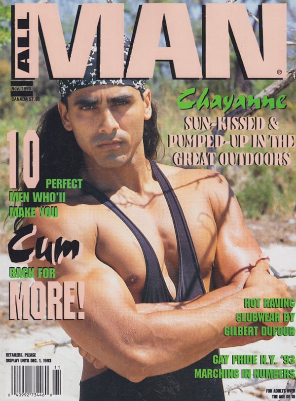 All Man November 1993 magazine back issue All Man magizine back copy all man magazine 1993 back issues gay pride hottest nude men explicit sex acts buff dudes nude muscl