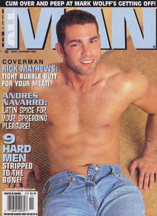 All Man November 2000 magazine back issue All Man magizine back copy all man magazine back issues 2000 rick matthews coverguy xxx gay porn studs muscle men all naked sex