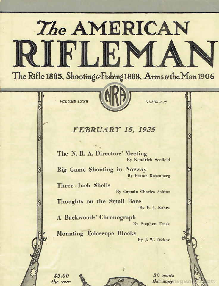 American Rifleman February 1925 magazine back issue American Rifleman magizine back copy 