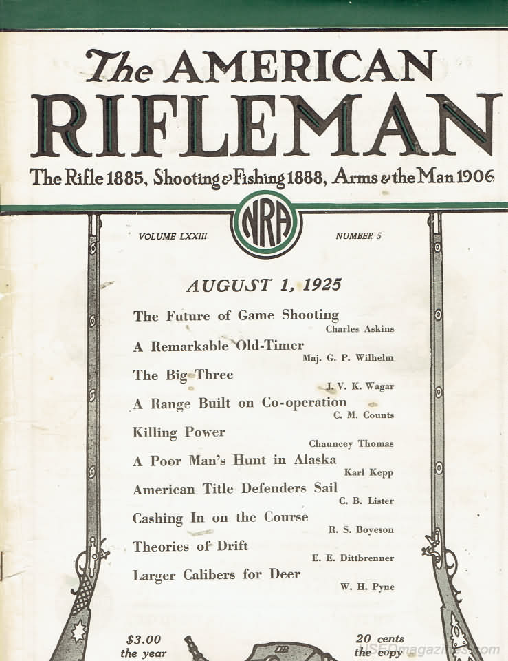 American Rifleman August 1925 magazine back issue American Rifleman magizine back copy 