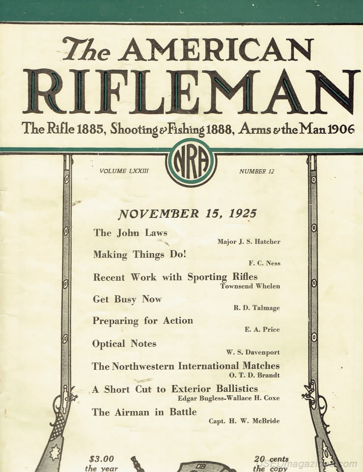 American Rifleman November 1925 magazine back issue American Rifleman magizine back copy 