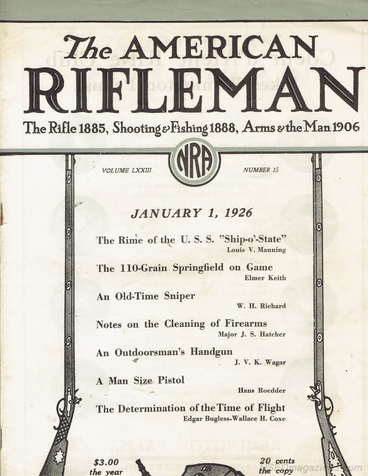American Rifleman January 1926 magazine back issue American Rifleman magizine back copy 