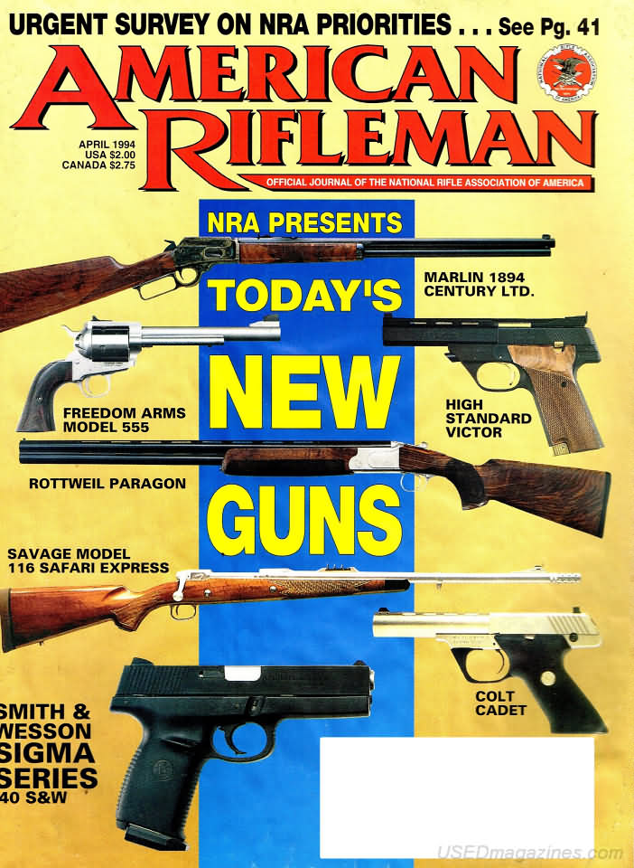 American Rifleman April 1994 magazine back issue American Rifleman magizine back copy 