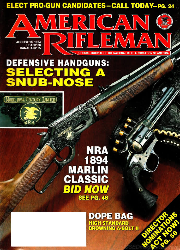 American Rifleman August 1994 magazine back issue American Rifleman magizine back copy 