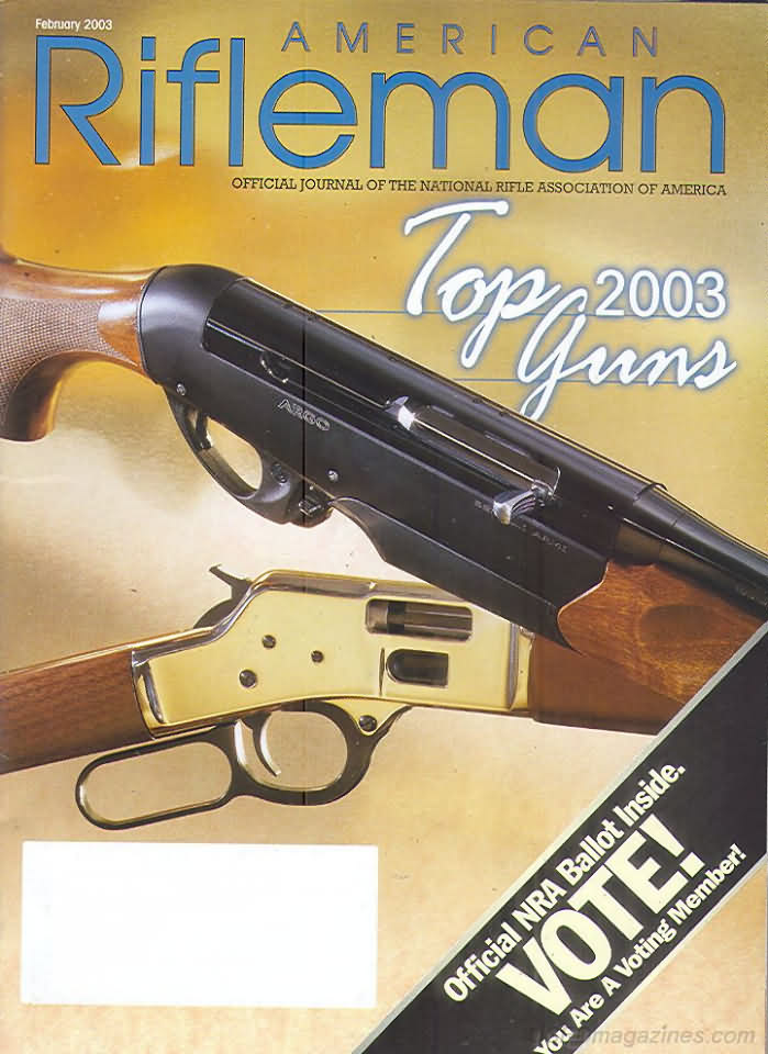 American Rifleman February 2003 magazine back issue American Rifleman magizine back copy 