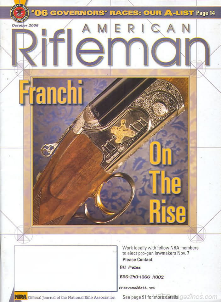 American Rifleman October 2006 magazine back issue American Rifleman magizine back copy 