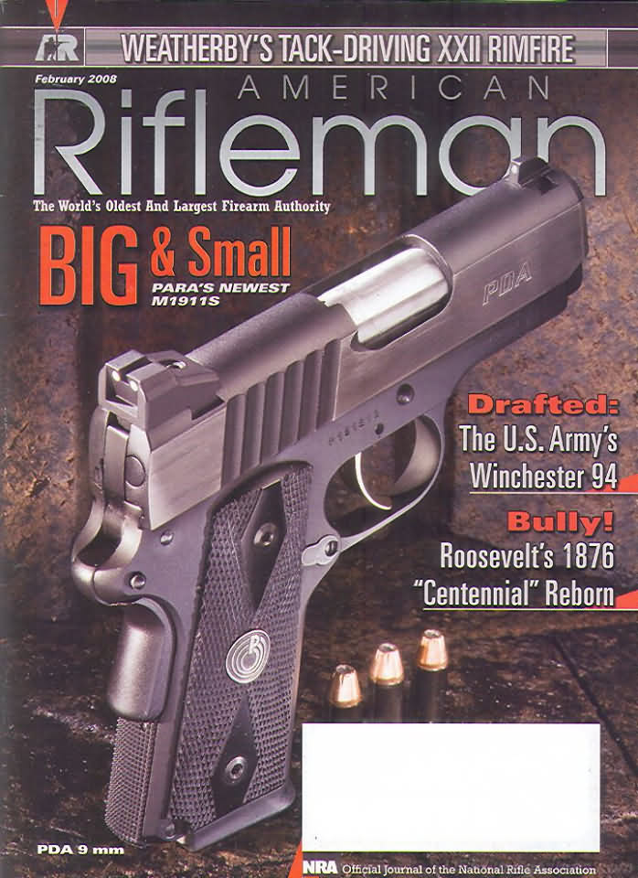 American Rifleman February 2008 magazine back issue American Rifleman magizine back copy 
