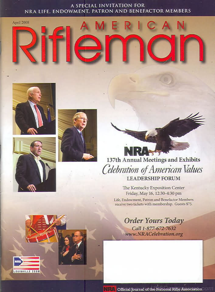 American Rifleman April 2008 magazine back issue American Rifleman magizine back copy 