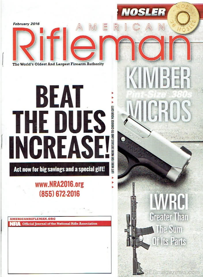American Rifleman February 2016 magazine back issue American Rifleman magizine back copy 