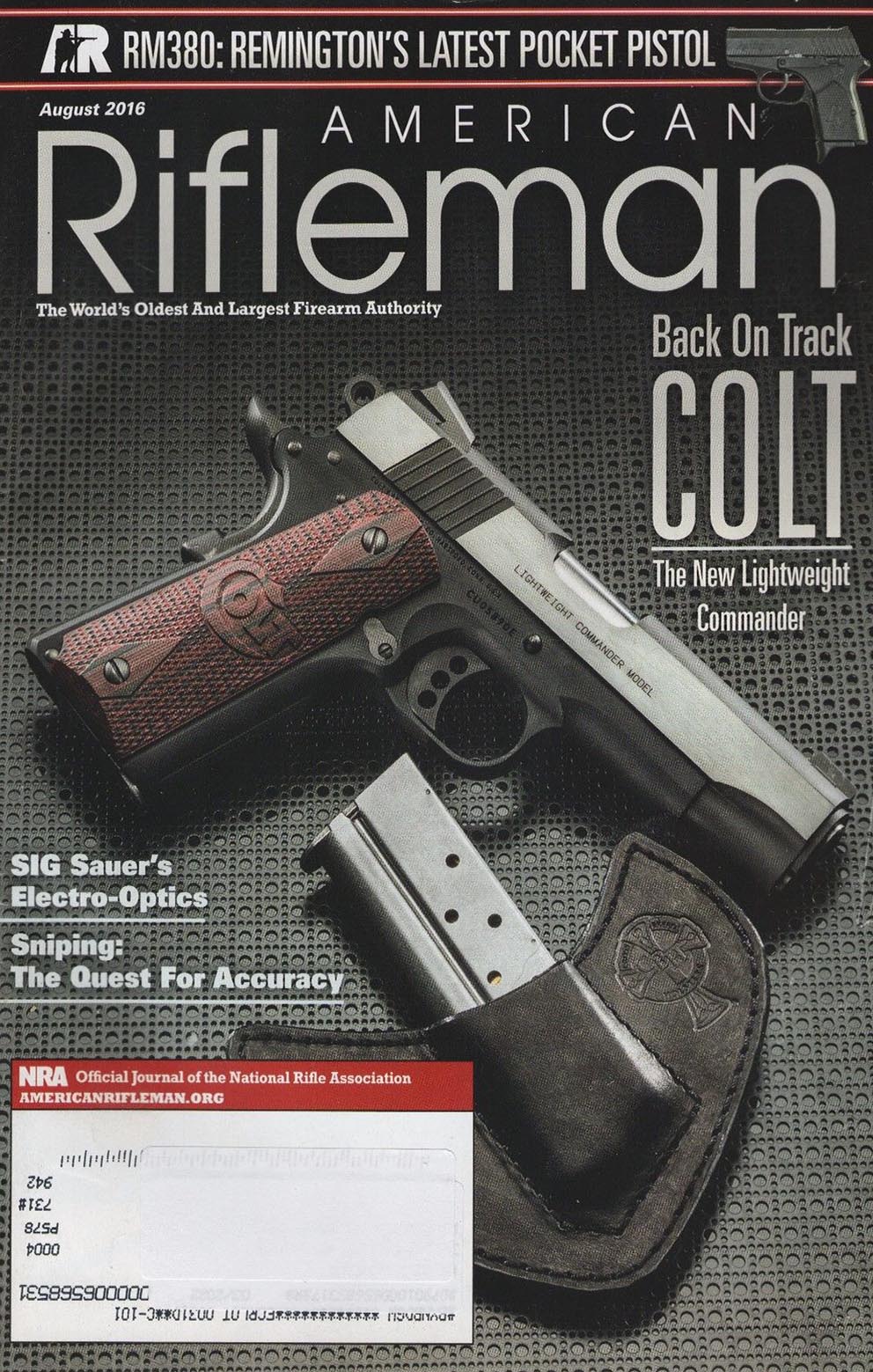 American Rifleman August 2016 magazine back issue American Rifleman magizine back copy 