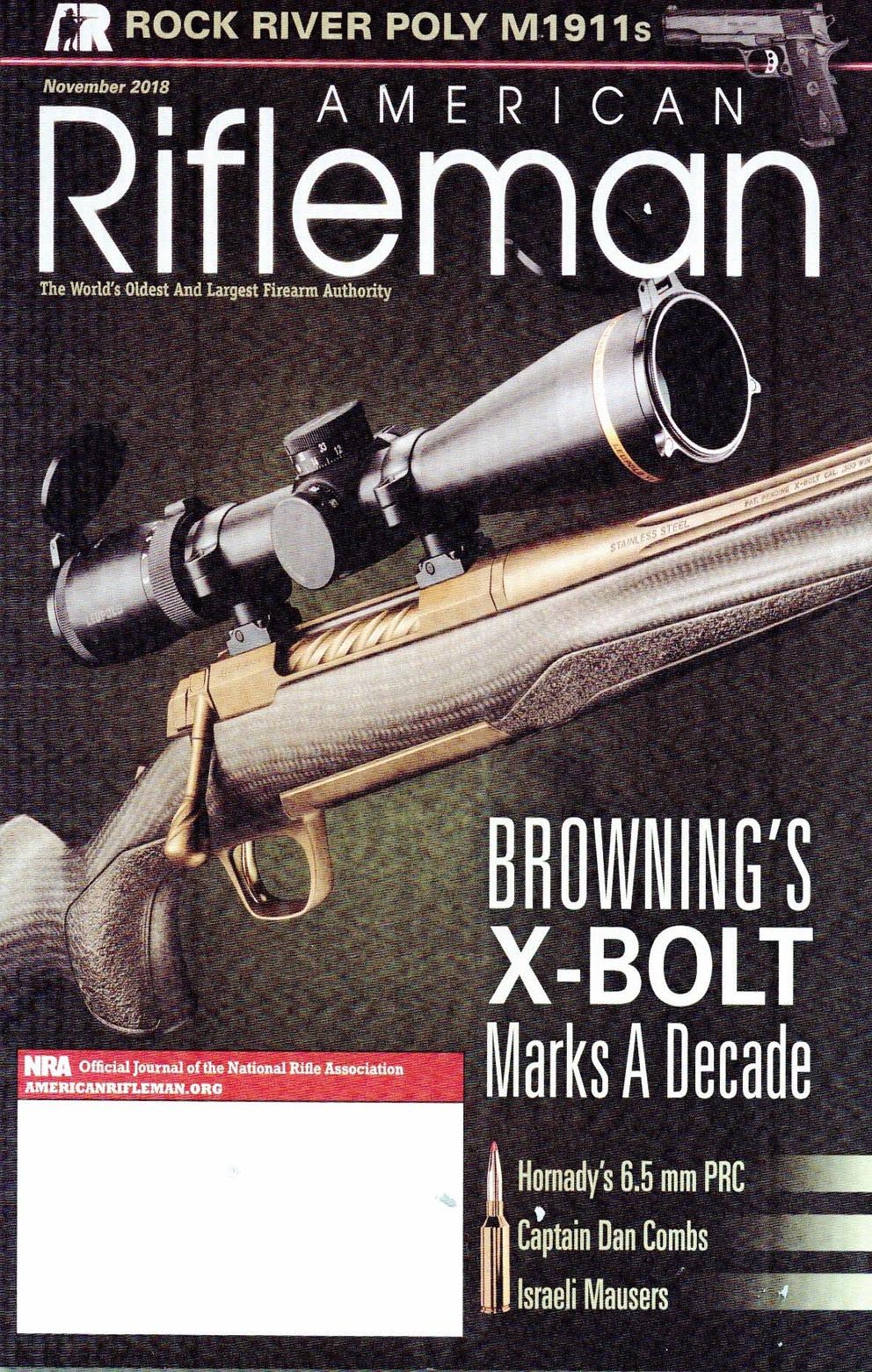 American Rifleman November 2018 magazine back issue American Rifleman magizine back copy 