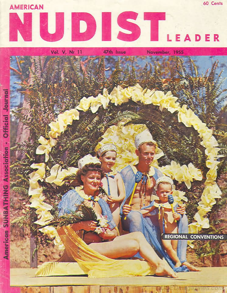 American Nudist Leader November 1955 magazine back issue American Nudist Leader magizine back copy 
