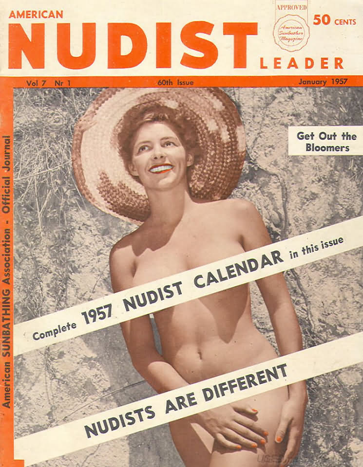 American Nudist Leader January 1957 magazine back issue American Nudist Leader magizine back copy 