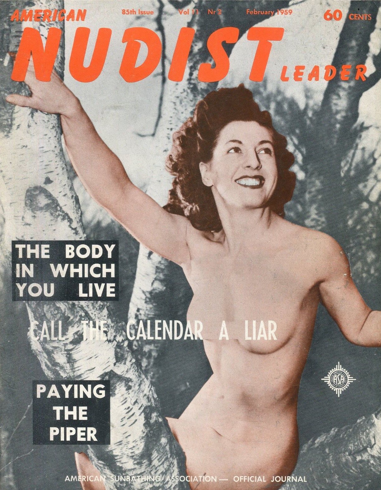 American Nudist Leader February 1959 magazine back issue American Nudist Leader magizine back copy 