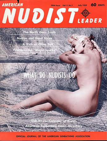 American Nudist Leader July 1959 magazine back issue American Nudist Leader magizine back copy 