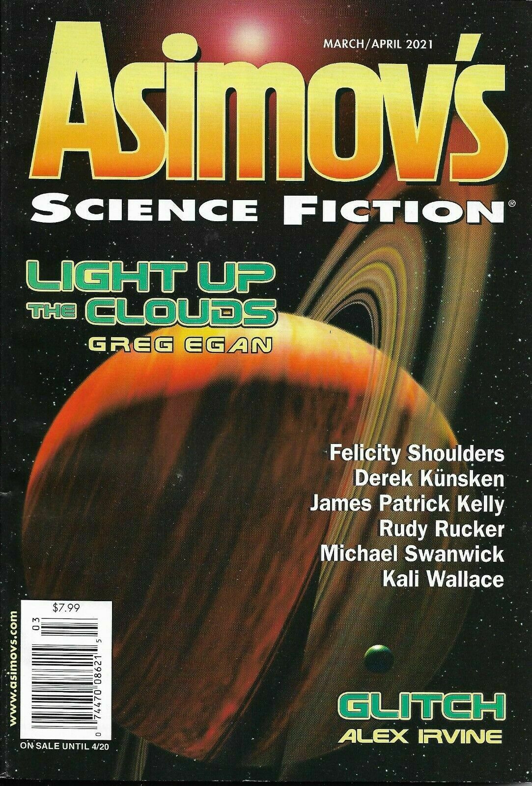 Asimov's Science Fiction March/April 2021 magazine back issue Asimov's Science Fiction magizine back copy 