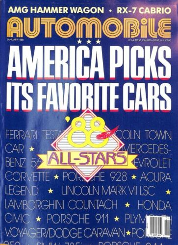 Automobile Jan 1988 magazine reviews
