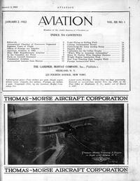 Aviation Week & Space Technology January 1922 magazine back issue cover image
