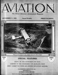 Aviation Week & Space Technology November 1923 magazine back issue cover image