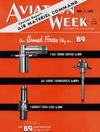 Aviation Week & Space Technology August 1952 magazine back issue cover image