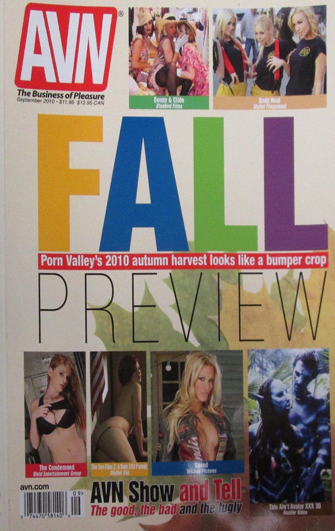 AVN (Adult Video News) September 2010 magazine back issue AVN (Adult Video News) magizine back copy 