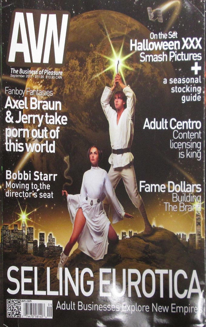 AVN (Adult Video News) September 2011, , Fanboy Fantasies Axel Braun & Jerry Take Porn Out Of This World