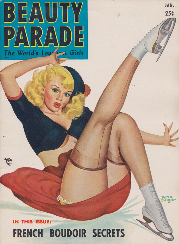 Beauty Parade January 1952 magazine back issue Beauty Parade magizine back copy Steam-Lined Cuties,French Boudoir Secrets,Happy-Go-Lovelies,Mary O'connell,G-STRING ZING