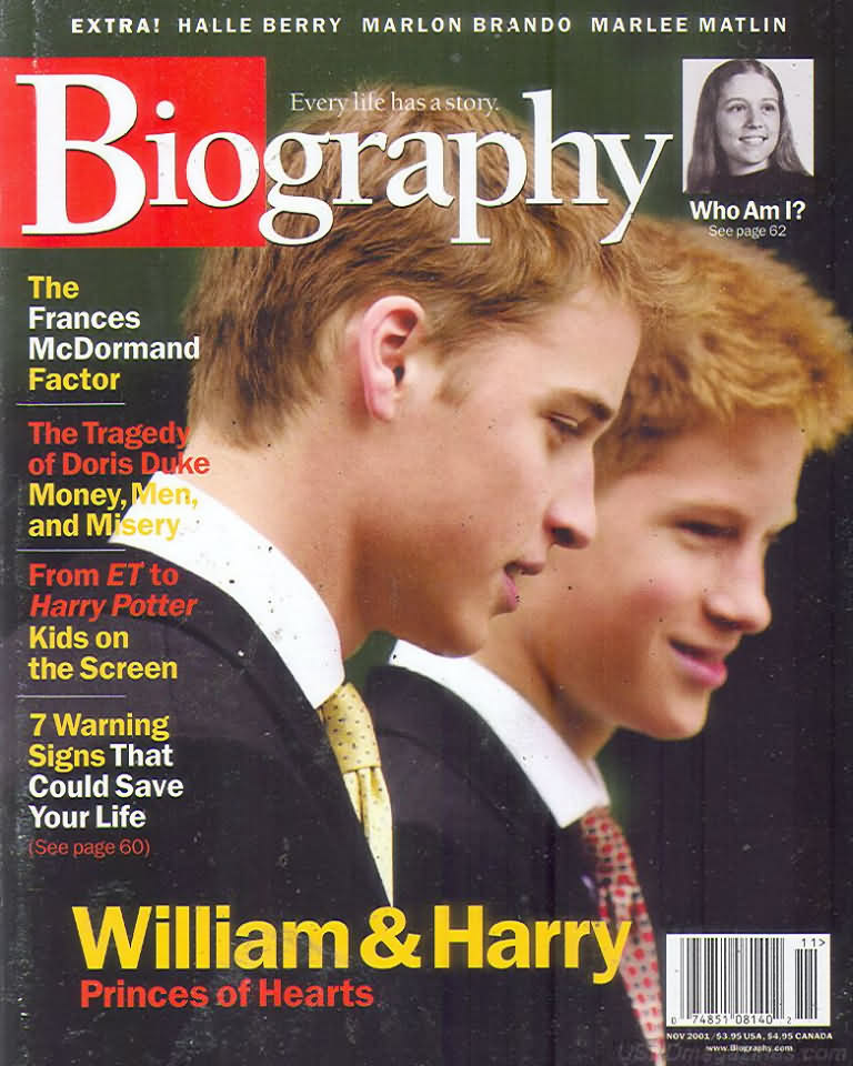 Biography November 2001 magazine back issue Biography magizine back copy 
