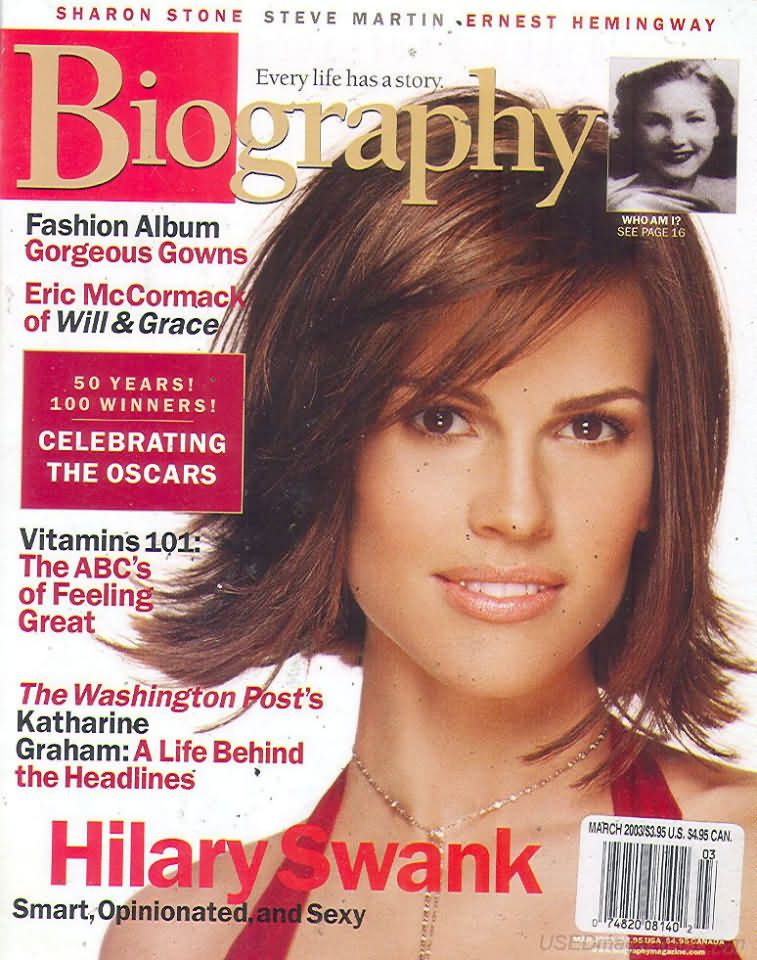 Biography March 2003 magazine back issue Biography magizine back copy 