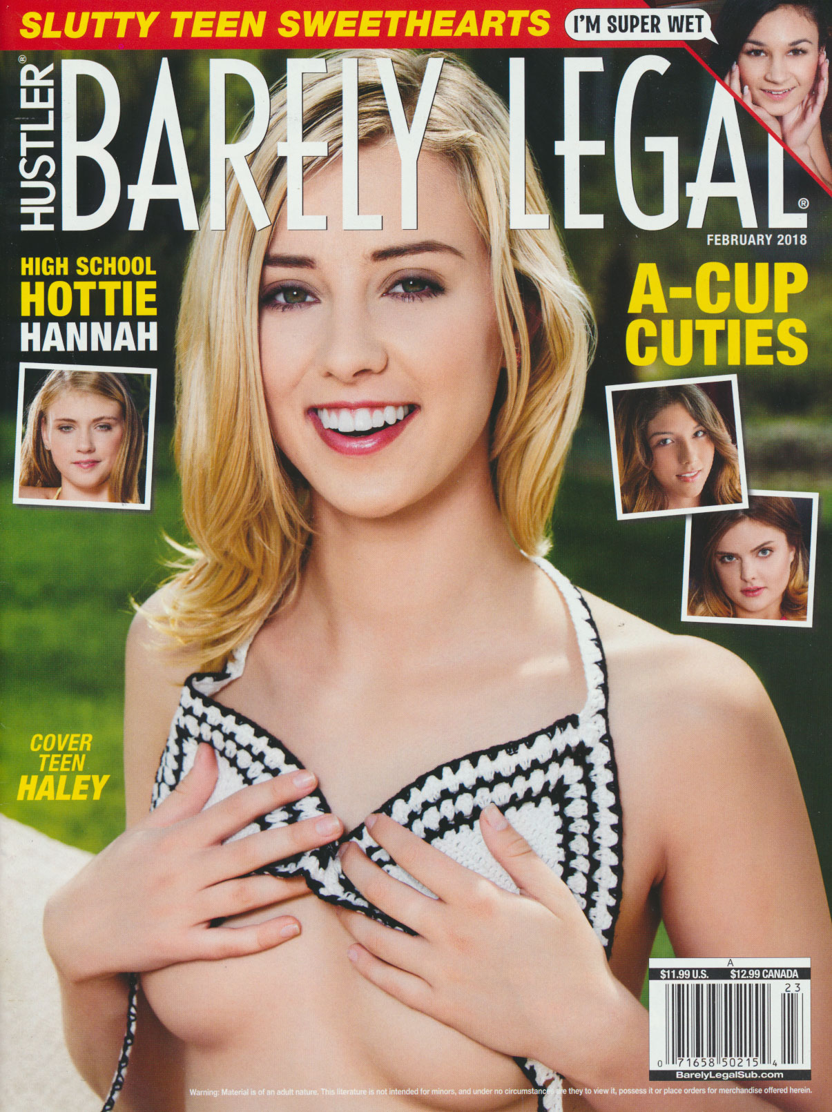Barely Legal February 2018, Barely Legal February 2018 Adult Magazine Back Issue Published by Hustler. Magazines Dedicated to Young Teenage Girls Who Just Attained Legal Age. Covergirl Haley Reed (Nude) photographed by Victor Lightworship., Covergirl Haley Reed (Nude) photographed by Victor Lightworship