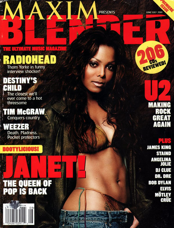 Blender # 1 - June/July 2001 magazine back issue Blender magizine back copy maxim presents blender magazine, the ultimate music magazine, radiohead thom yorke, tim mcgraw, hot