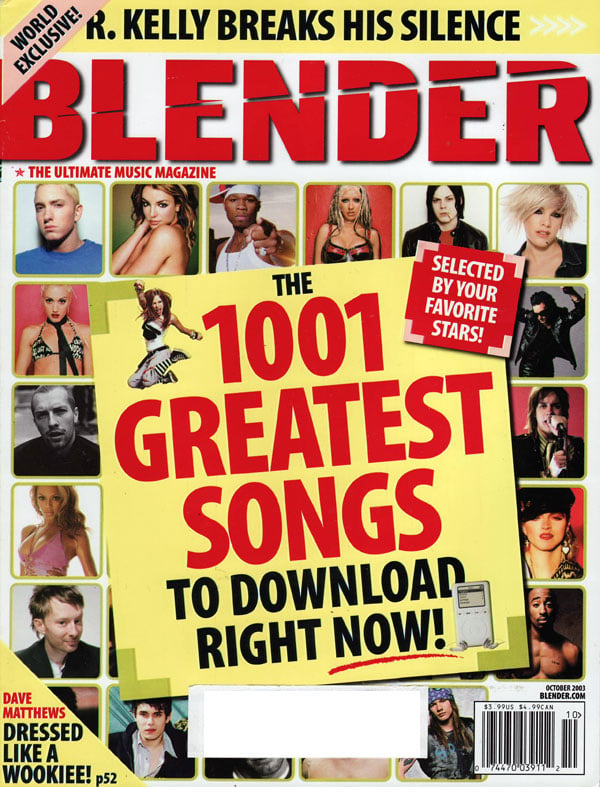Blender # 20 - October 2003 magazine back issue Blender magizine back copy blender magazine, back issues, the greatest albums, world's biggest reviews section, cd reviews, hot