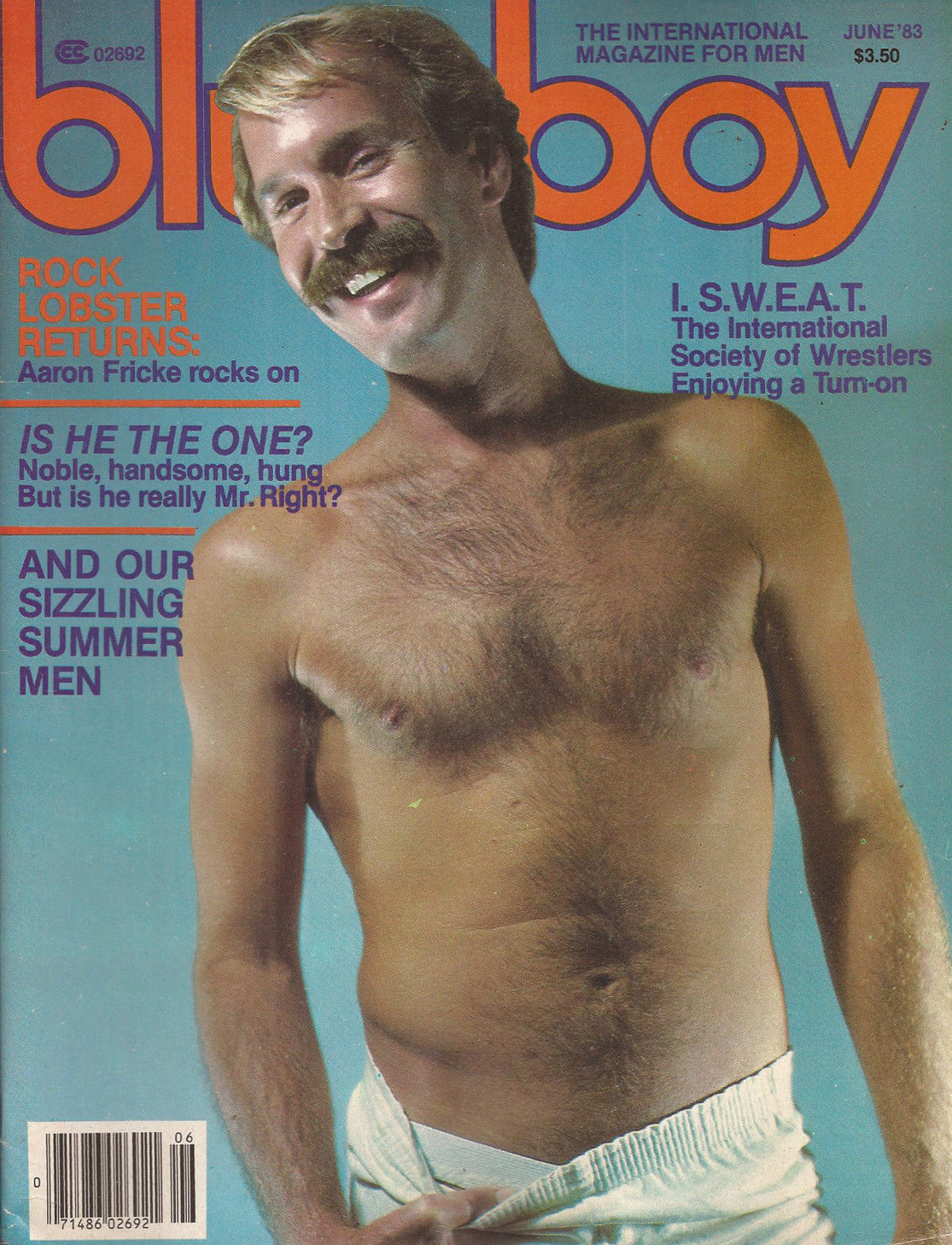 Blueboy June 1983 magazine back issue Blueboy magizine back copy Blueboy June 1983 Gay Mens Magazine Back Issue Publishing Photos of Naked Men. Rock Lobster Returns: Aaron Fricke Rocks On.