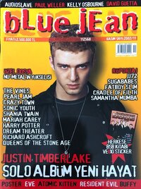 Justin Timberlake magazine cover appearance Blue Jean November 2002