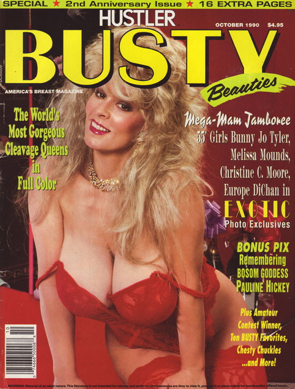 Busty Beauties October 1990 magazine back issue Busty Beauties magizine back copy hustler busty beauties mag second anniversary issue megamam jamboree nude breast spectacular show cl