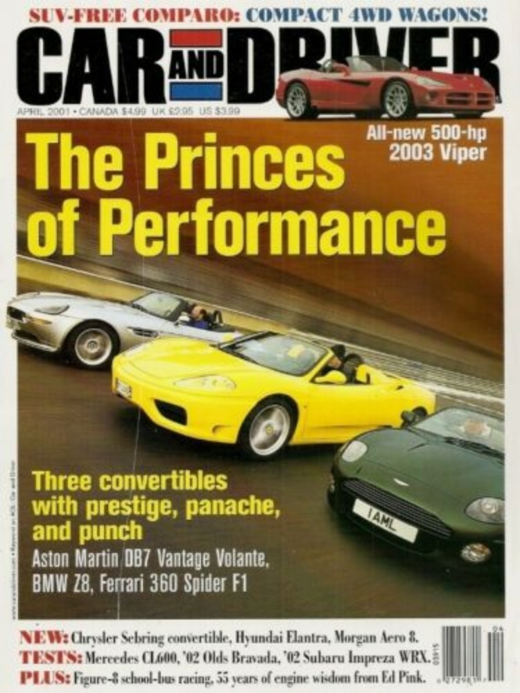 Car & Driver April 2001, , SUVFree Comparo Compact 4WD Wagons!