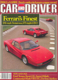 Rebecca Saber magazine cover appearance Car & Driver September 1985
