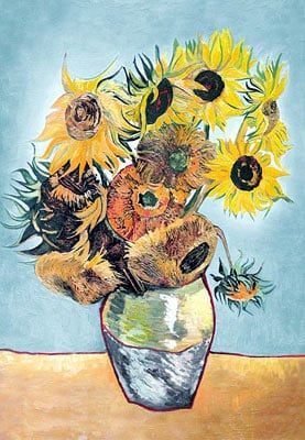 sunflowers by vincent van gogh, castorland jigsaw puzzle 1500 pieces sunflowers